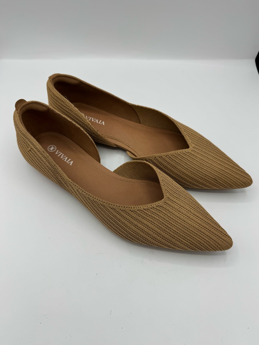 Vivaia Melia D’orsay Tan Nutmeg Point Toe Flats 41.5 US size 10 work office